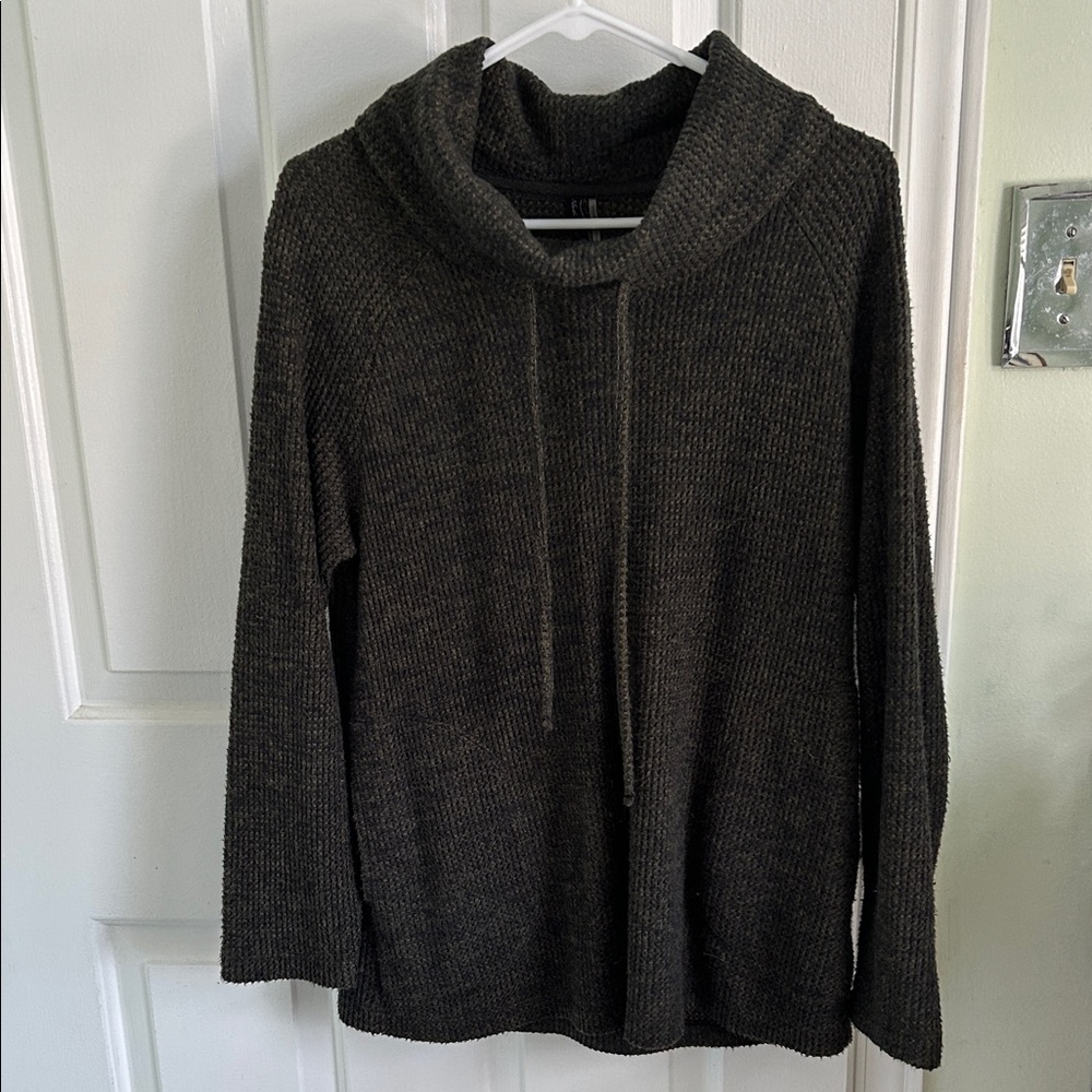 Elegant Dark Green Cowl Neck Sweater